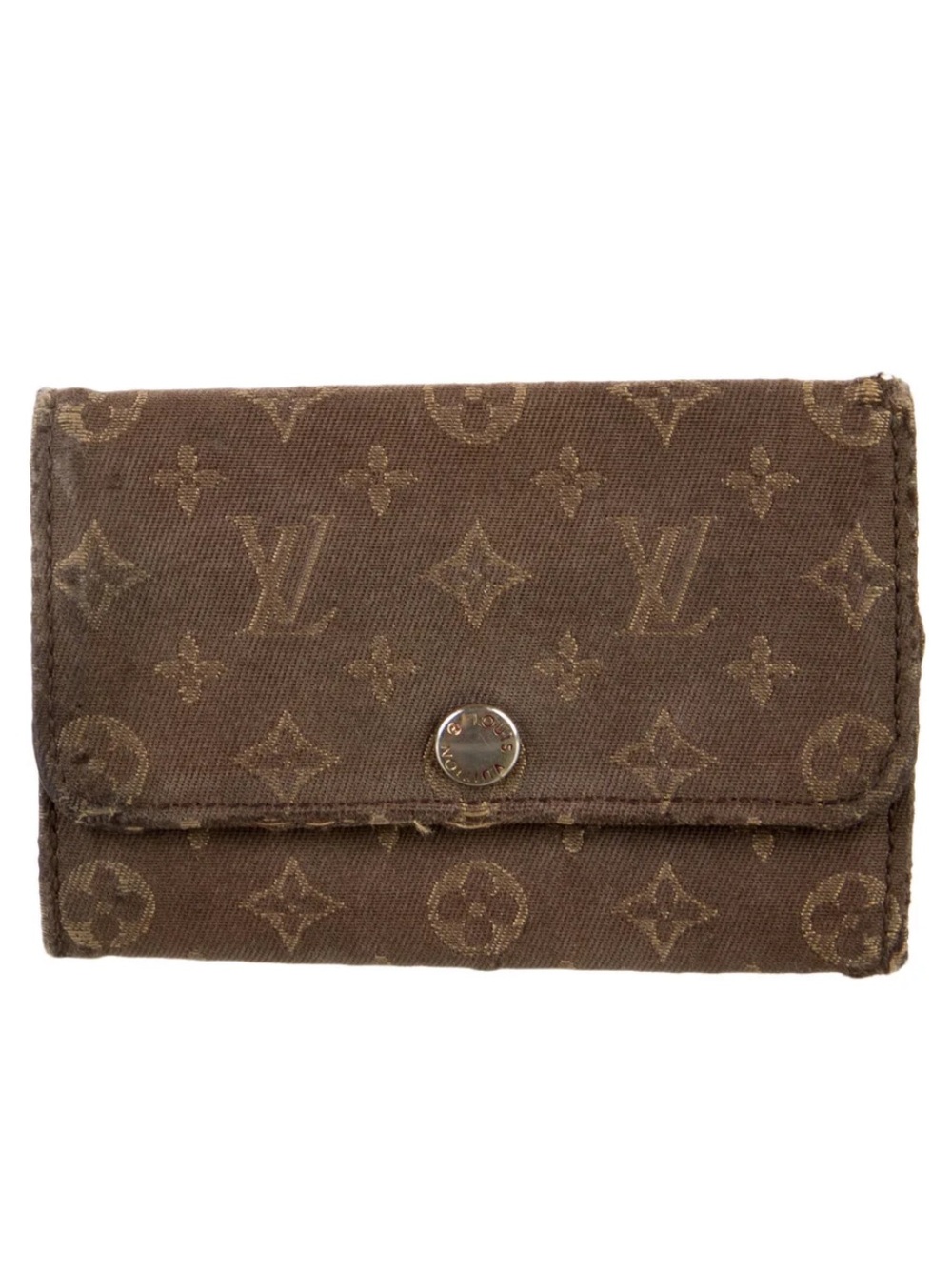 Authentic Louis Vuitton 2011 Brown Monogram Snap Compact Key Wallet